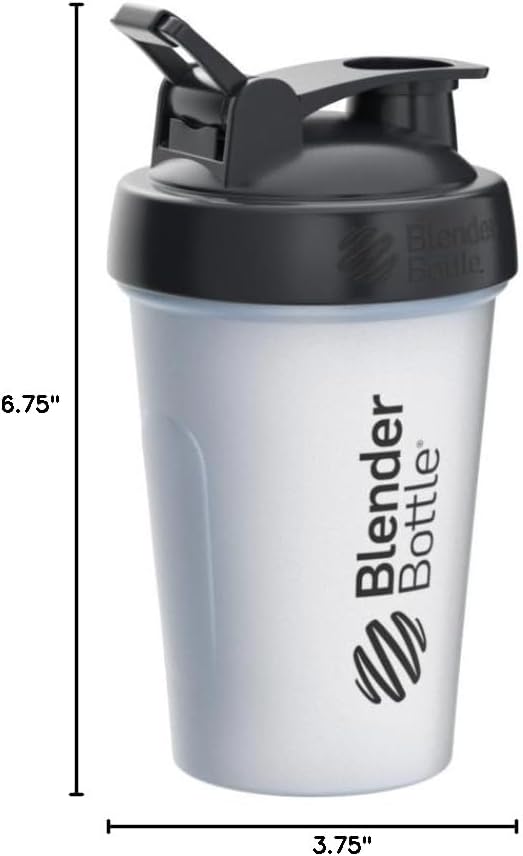 BlenderBottle Classic Shaker Bottle Perfect for Protein Shakes and Pre Workout, 20-Ounce, Clear/Black/Black