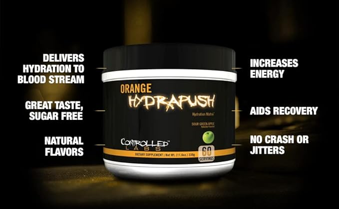 CONTROLLED LABS Orange HydraPush Electrolyte Powder, 60 Servings - Advanced Sugar-Free Hydrating Recovery Drink Mix with Coconut Water & Taurine - Boost Energy & Increase Endurance (Watermelon)