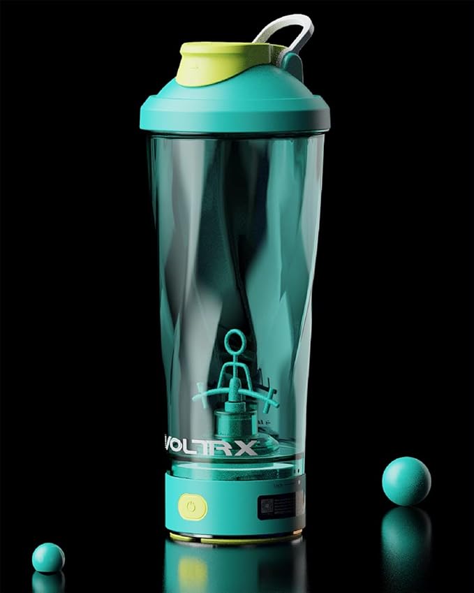 VOLTRX Electric Shaker Bottle - VortexBoost Portable USB C Rechargeable Protein Shake Mixer, Shaker Cups for Protein Shakes and Meal Replacement Shakes, BPA Free, Waterproof, Colored Light Base, 24 oz