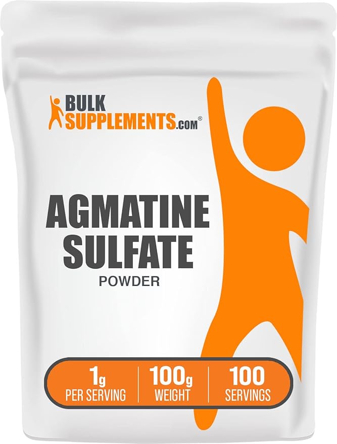 BulkSupplements.com Agmatine Sulfate Powder - Nitric Oxide Supplement, Agmatine Sulfate 1000mg - Unflavored & Gluten Free, 1000mg per Serving, 100g (3.5 oz) (Pack of 1)