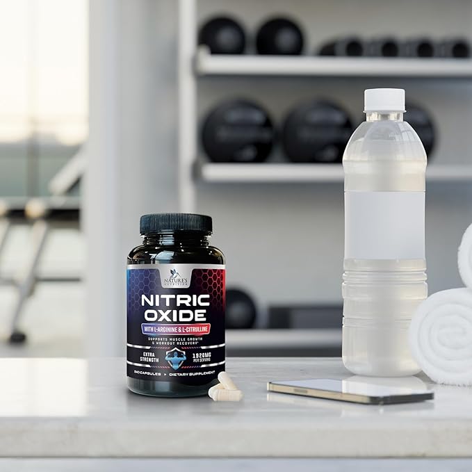 Extra Strength Nitric Oxide Supplement L Arginine 3X Strength - Citrulline Malate, AAKG, Beta Alanine - Premium Muscle Supporting Nitric Oxide Booster for Strength & Energy Supplements - 240 Capsules