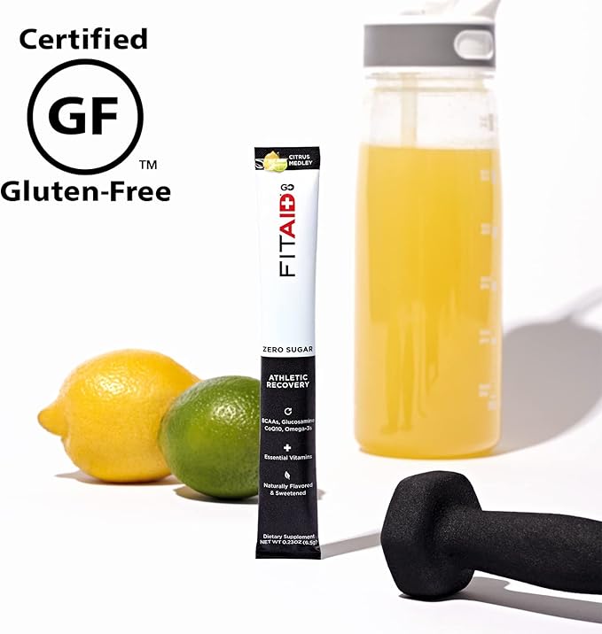 LIFEAID FITAID GO! ZERO SUGAR Recovery + Hydration Packet, W/ BCAAs, Glucosamine, Electrolytes, Omega-3s, 100% Clean, Vegan & Gluten-Free, Naturally Sweetened, 30 Count (Pack of 1)