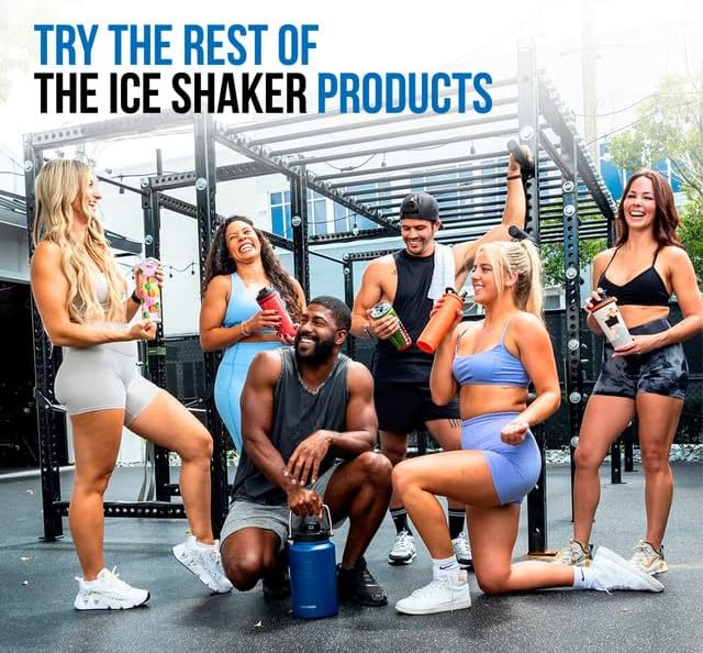 Ice Shaker Insulated Stainless Steel Shaker Bottle | 26oz, Caribbean | Cold for 30+ Hours | Insulated Cup with Twist-on Agitator | Odor-Free Shaker Cup for Protein Shakes, Water, Smoothies, Cocktails