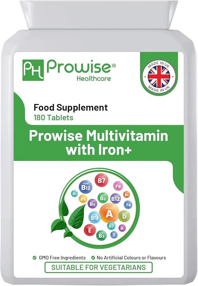 Multivitamin & Iron 180 Tablets (6 Months Dose) Immune Support - One A Day Multi-Vitamin Supplement ā UK Manufactured | GMP Standards by Prowise Healthcare - Suitable for Vegetarians