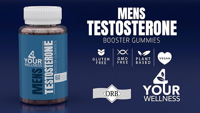 4YWN Testosterone Booster Gummies Supplement for Men, Boosting Muscle Growth, Stamina and Performance with Tongkat Ali, Horny Goat Weed, Tribulus Terrestris, Fenugreek, & Maca (60 Count (Pack of 1))
