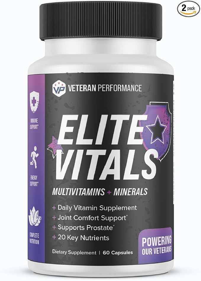 Elite Vitals Multivitamin for Men ā Daily Mens Multivitamins Ages Over 20 Plus ā Prostrate Energy Immune Joint Support ā Daily Mens Vitamins and Minerals (60 Capsules)