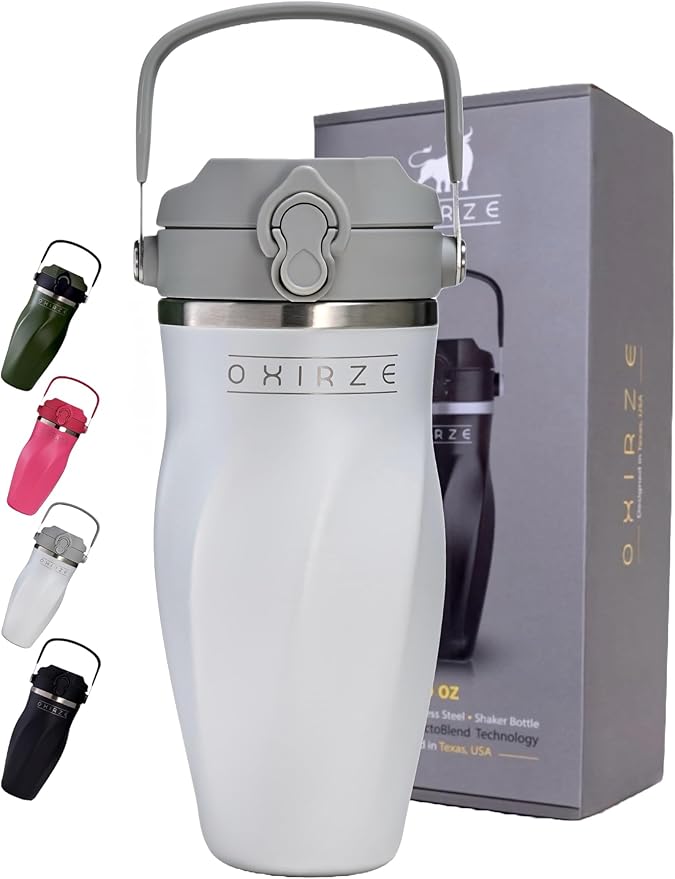 Shaker Bottle –26oz Double Wall Stainless Steel, No Mixing Tools Needed,Ideal for Protein Shakes,Water, Smoothies, Cocktails –Leak-Proof, Copper-Insulated, BPA-Free (Arctic Pearl)