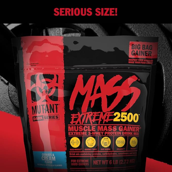 Mutant Mass Extreme Gainer – Whey Protein Powder – Build Muscle Size and Strength – High Density Clean Calories (Vanilla Ice Cream, 12 lbs)