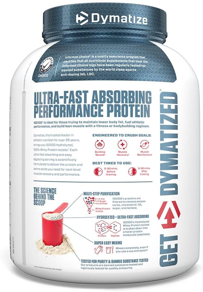 Dymatize Elite 100% Whey Protein Powder, 25g Protein, 5.5g BCAAs & 2.7g L-Leucine, Quick Absorbing & Fast Digesting for Optimal Muscle Recovery, Gourmet Vanilla, 5 Pound, 67 Servings