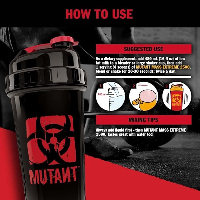 Mutant Mass Extreme Gainer – Whey Protein Powder – Build Muscle Size and Strength – High Density Clean Calories (Jacked Berry Blast, 12 lbs)