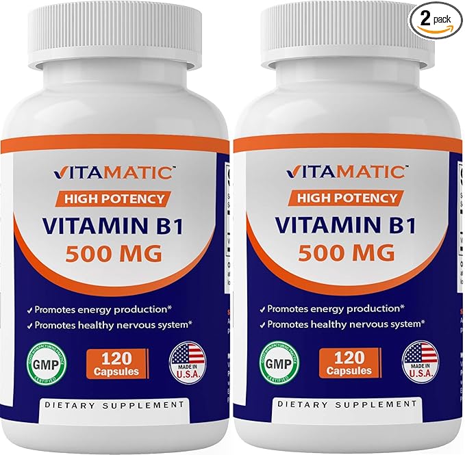 Vitamatic 2 Pack Vitamin B1 (Thiamine) 500mg, 120 Capsules