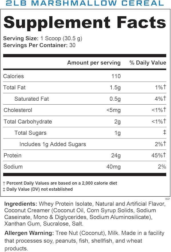 Cutler Nutrition Total ISO Whey Isolate Protein Powder: Best Tasting Whey Protein Shake, 100% Whey Protein Isolate, Perfect Post Workout Protein Powder Mix, Marshmallow Rice Cereal, 2 Pounds