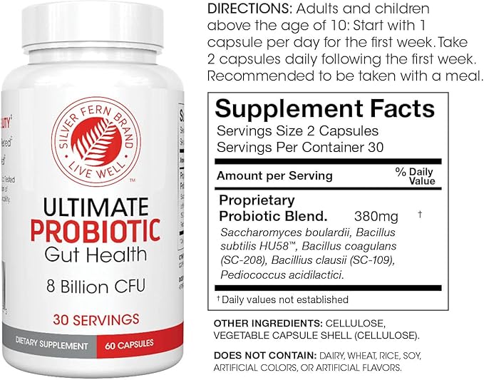 Silver Fern Gut Rehab Kit - 30 Day Supply - Cleanse Daily Detox (1 Bottle = 120 Capsules) & Ultimate Probiotic (1 Bottle = 60 Capsules) - Immunoglobulins & Spore Forming Probiotics