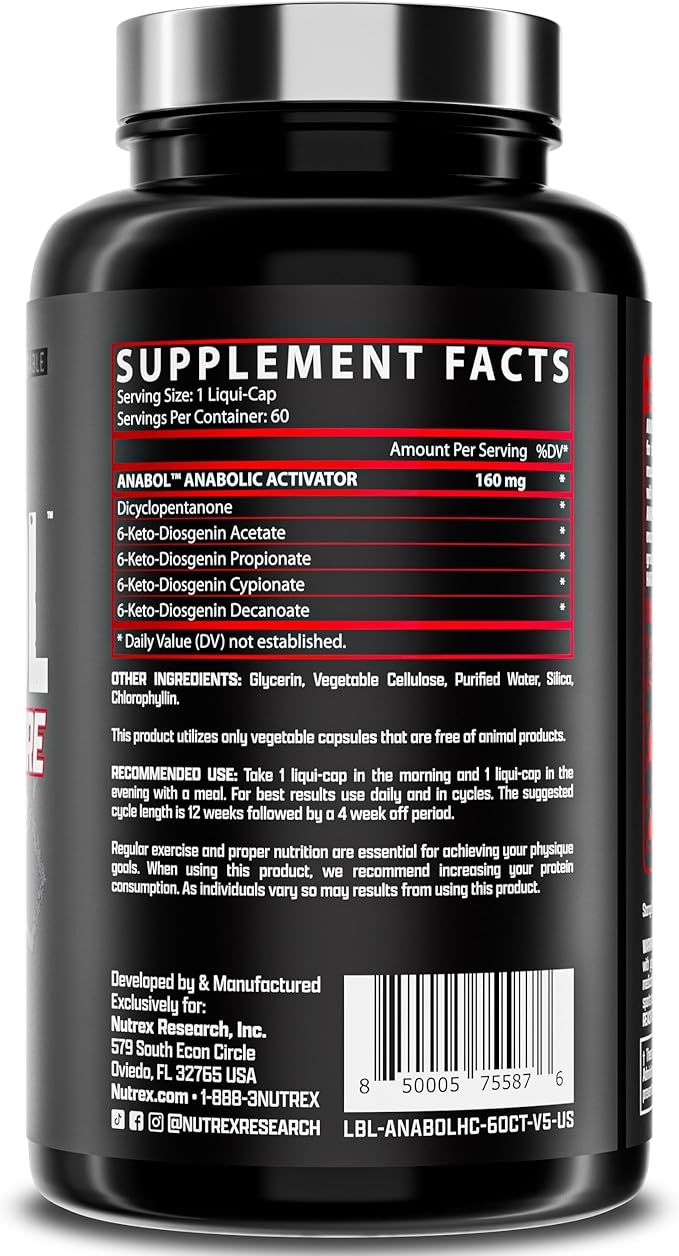 Nutrex Research Anabol Hardcore Anabolic Activator, Muscle Builder and Hardening Agent, 60 Pills