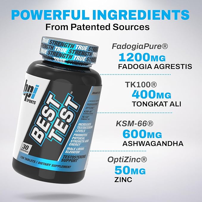 BPI Sports Best Test - Testosterone Booster for Men - Muscle Recovery, Testosterone Support Supplement, Natural Stamina, Energy Increase & Metabolism Support - 30 Servings