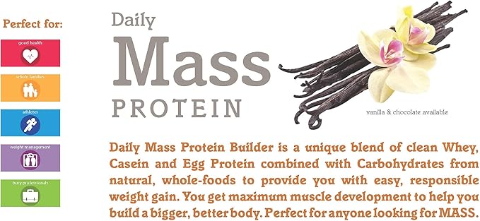 swiig Mass Builder Protein Powder, Madagascar Vanilla, No GMO Ingredients, No Artificial Flavors, Colors or Sweeteners, No Fillers, 3.3 Pound Bag