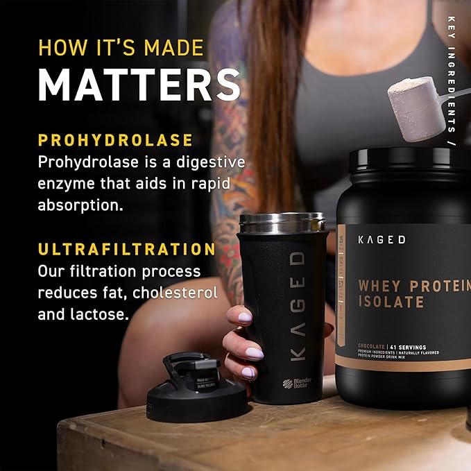 Kaged Whey Protein Isolate Powder | Chocolate | 100% Pure Low Lactose Whey | Post Workout Recovery Drink | Support Muscle-Building | 25g per Serving | Amazing Taste and Easy Mix for Shake | 25 Serving