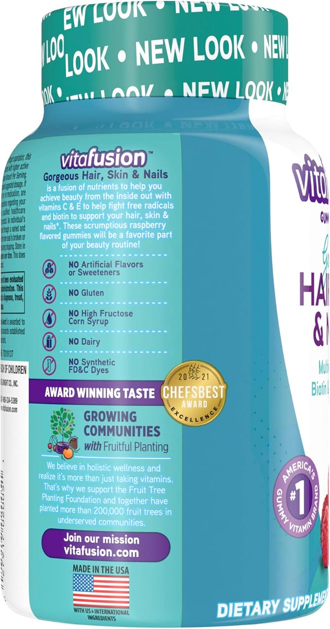 Vitafusion Gorgeous Hair, Skin & Nails Multivitamin Gummy Vitamins, 100ct (Pack of 2)