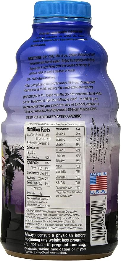 48-Hour Miracle Fruit Juice Cleanse Diet 1-Pack, Detox Cleanse for Weight Loss & Rejuvenation, Food Replacement, Fast Acting Diet, Delicious & Tasty Formula, 32 Fl. Oz.