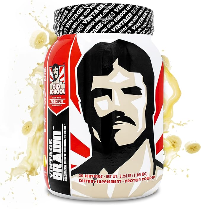 Vintage Brawn β Muscle-Building Protein Powder Isolate for Men & Women β Post-Workout & Anytime Recovery Drink β Premium Protein Isolate Sources: Egg, Milk, Beef β Banana Milkshake Flavor - 30 Scoops