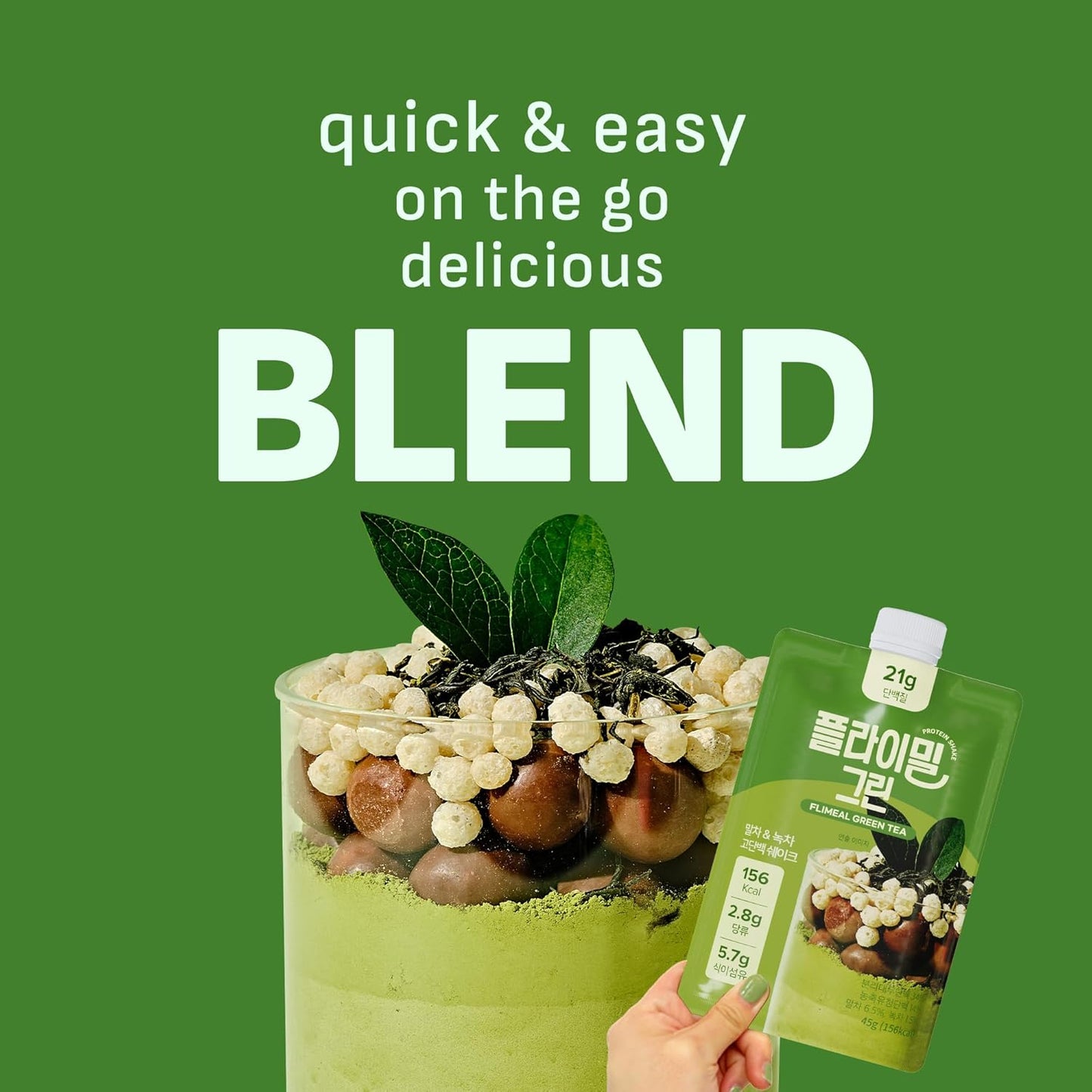 Green Tea Matcha Protein Shake, 21g Protein, Low Sugar, Keto-Friendly Meal Replacement Shake, 1.59oz, 7packs, With Crunchy Protein Crisps