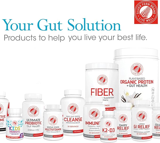 Silver Fern Gut Rehab Kit - 30 Day Supply - Cleanse Daily Detox (1 Bottle = 120 Capsules) & Ultimate Probiotic (1 Bottle = 60 Capsules) - Immunoglobulins & Spore Forming Probiotics