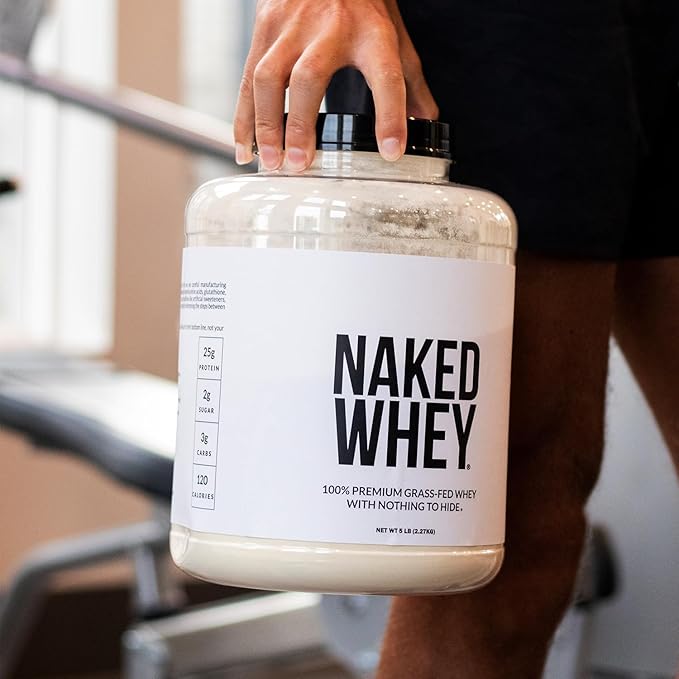 Naked Whey 2LB 100% Grass Fed Whey Protein Powder - Only 1 Ingredient, Unflavored Whey Protein, Undenatured, Gluten Free, Soy Free, No GMOs, No Preservatives