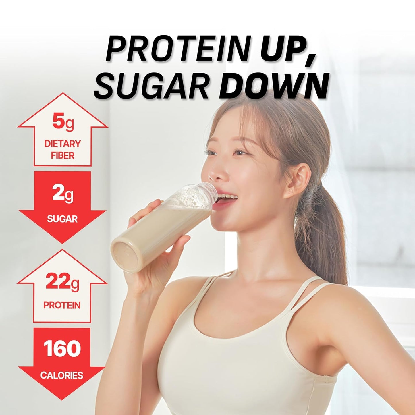 Black Sesame Protein Shake, 22g Protein, Low Sugar, Keto-Friendly Meal Replacement Shake, 1.59oz, 7packs, With Crunchy Protein Crisps