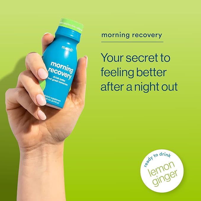 Morning Recovery Electrolyte, Milk Thistle Drink Proprietary Formulation to Hydrate While Drinking for Morning Recovery, Highly Soluble Liquid DHM, Lemon Ginger, Pack of 24