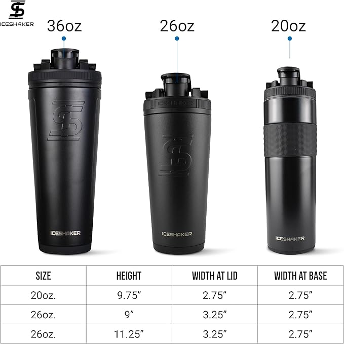 Ice Shaker Insulated Stainless Steel Shaker Bottle | 26oz, Orange | Cold for 30+ Hours | Insulated Cup with Twist-on Agitator | Odor-Free Shaker Cup for Protein Shakes, Water, Smoothies, Cocktails
