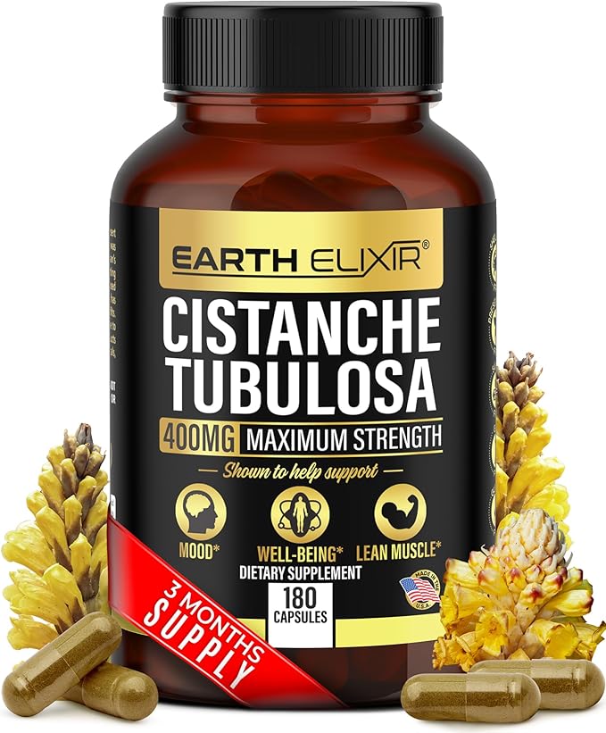 Cistanche Tubulosa 400 mg (180 Capsules) 3 Months Supply β Made in USA - 3rd Party Tested - Cistanche Supplement - Zero Fillers - Max Purity - Nootropics - 100% Pure Cistanche Herb