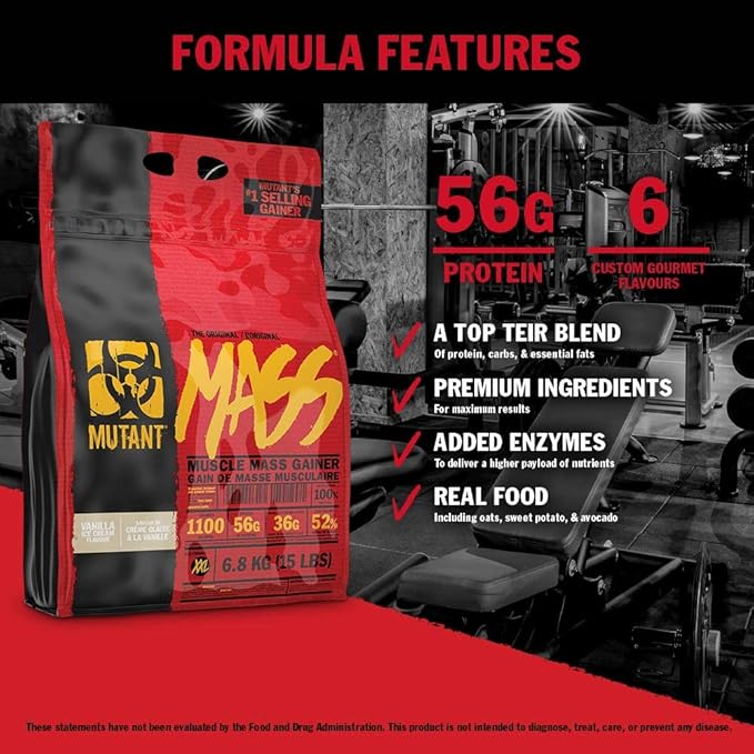 Mutant Mass | Weight Mass Gainer Protein Powder - high Calorie Protein Powder for Muscular Mass - Vanilla Ice Cream - 15 Pound