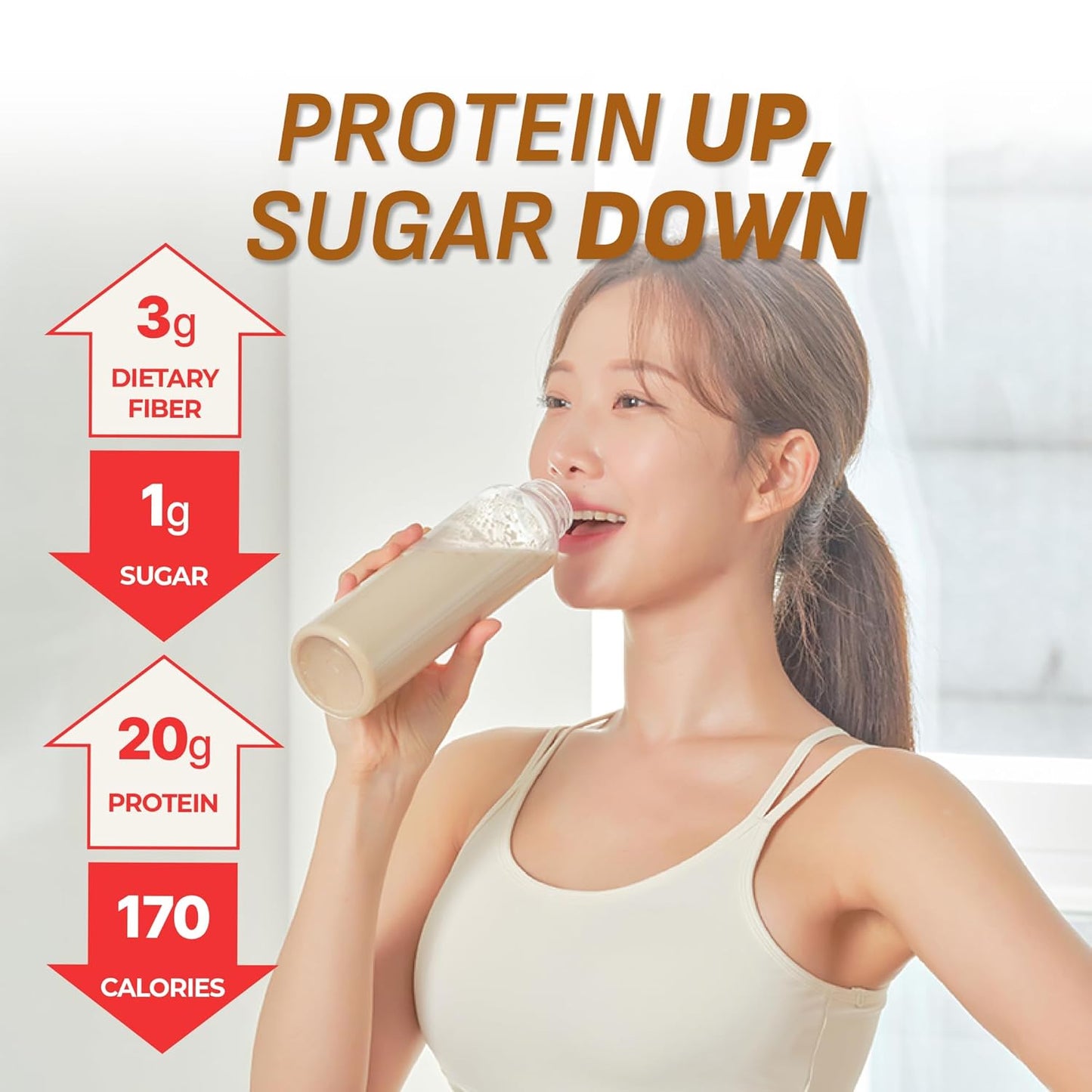 Brown 17Grains Protein Shake, 20g Protein, Low Sugar, Keto-Friendly Meal Replacement Shake, 22.22oz, 14 Servings, With Crunchy Protein Crisps