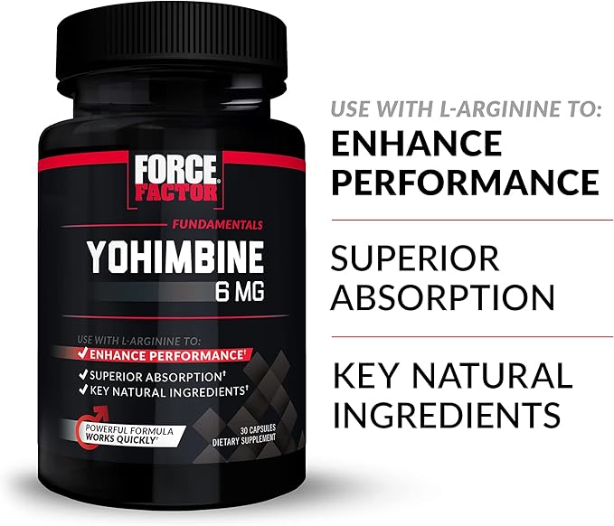 Force Factor Yohimbine Supplement for Men, Yohimbe Bark Extract with Superior Absorption to Enhance Performance, 6mg Yohimbine Bark Pills with Key Natural Ingredients, 90 Capsules (6-Pack)