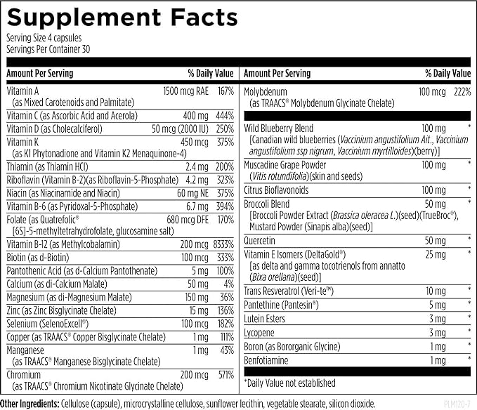 Designs for Health Primal Multi - Paleo-Friendly Multivitamin Supplement with Folate, Tocotrienols, Lutein + Broccoli Seed, Immune Support Vitamins D (2000 IU), C + Zinc (120 Capsules)