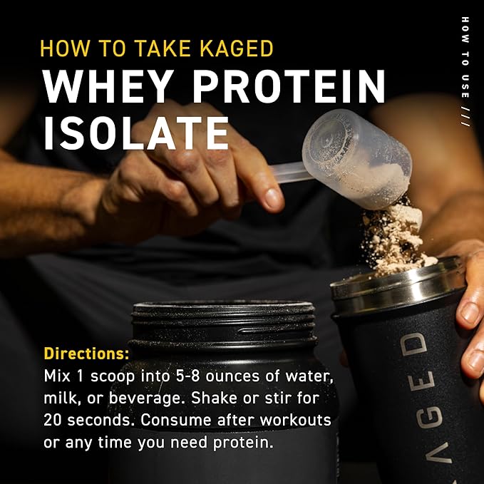 Kaged Whey Protein Isolate Powder | Chocolate | 100% Pure Low Lactose Whey | Post Workout Recovery Drink | Support Muscle-Building | 25g per Serving | Amazing Taste and Easy Mix for Shake | 25 Serving
