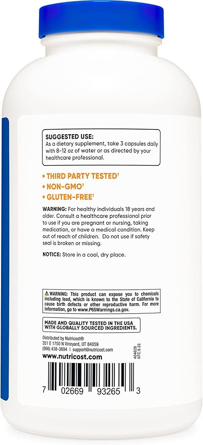 Nutricost Psyllium Husk 1500mg, 500 Capsules (3 Bottles)