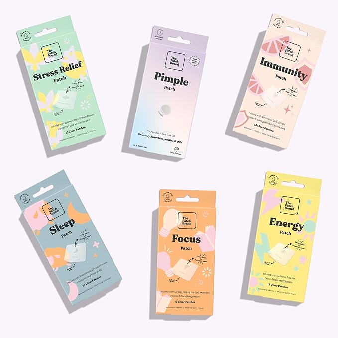 The Patch Brand Focus Patches | Supports Brain Function with B3 and Magnesium | All Natural Vitamins & Mineral Patch Plant Based and Cruelty Free Water Resistant Patches That Last All Day