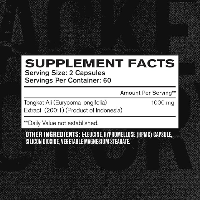 Jacked Factory Indonesian Tongkat Ali - 200:1 Extract Longjack Tongkat Ali for Men to Support Vitality, Improve Mood, Boost Natural Energy Levels, & Enhance Recovery - 120 Capsules