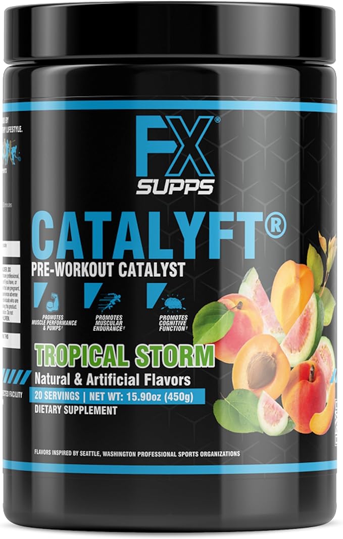 Catalyft Pre-Workout Powder Drink for Men & Women, Tropical Storm | Mix with Creatine, Caffeine & Beta-Alanine | Best for Energy Pump, Muscle Gain and Focus, 20 Servings (1-Pack)