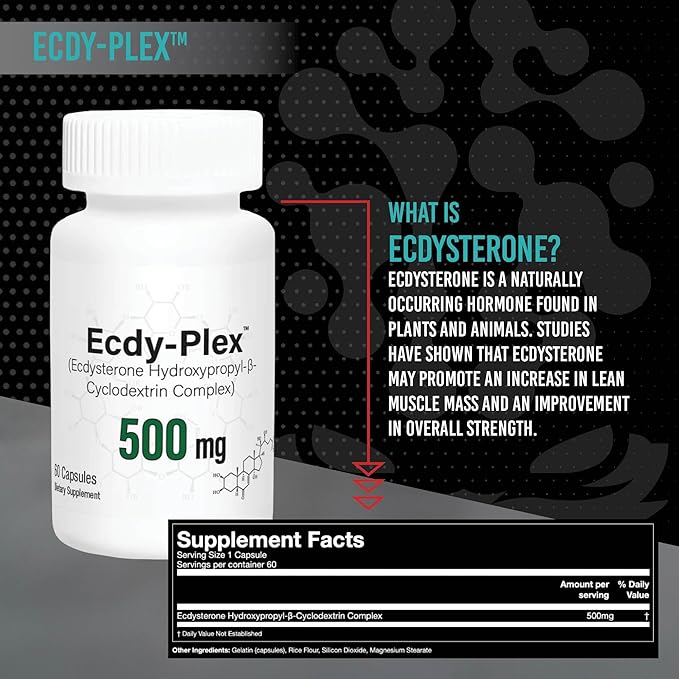 Gorilla Mind Ecdysterone - Complexed with Hydroxypropyl-β-Cyclodextrin for Enhanced Bioavailability (500 mg x 60 Capsules)