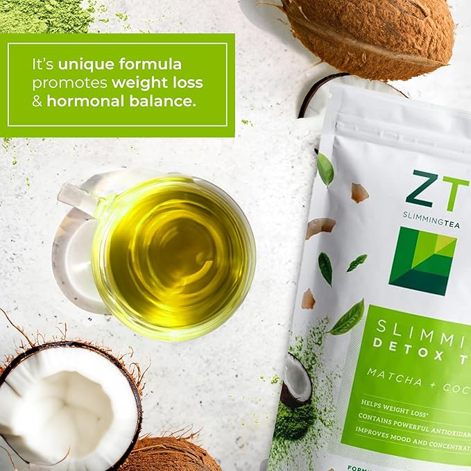 Dr. Zisman ZT Slimming - Matcha-Coconut Detox Blend, Weight Management Tea with Antioxidant Effects, Enhances Mood and Improves Concentration (28 Tea Bags)