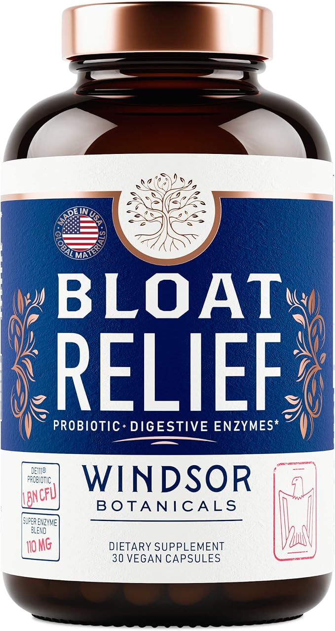 Bloat Relief Probiotic and Digestive Enzymes - Anti Bloating Turmeric, Fennel, Bromelain IBS Supplement - Detox Debloat Capsules Gas - Bloating Relief for Women and Men - 30 Gut Health Bloating Pills