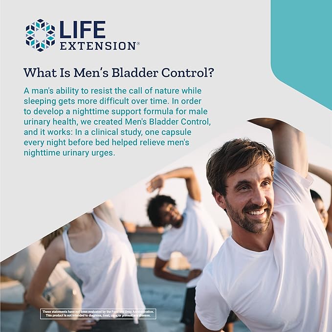 Life Extension Mens Bladder Control - Prostate & Bladder Health Supplement - For Support Urination & Sleep Patterns with Melatonin, Beta Sitosterol - Non-GMO, Gluten-Free, Vegetarian - 30 Capsules
