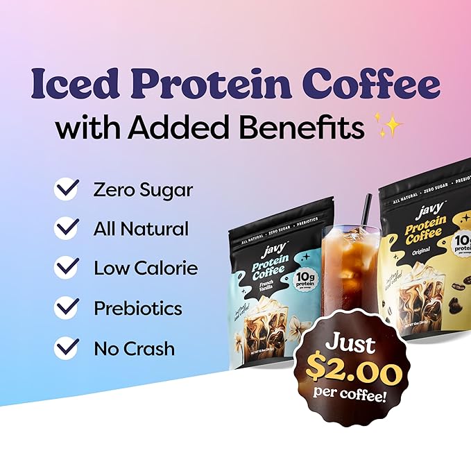 Javvy Hazelnut Protein Coffee - Premium Whey Protein & Instant Iced Coffee - 100% Arabica Coffee - Zero Artificial Flavors & Sweeteners, 20 Servings