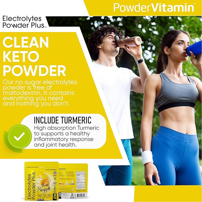 Electrolytes Powder Plus (50 Servings), 0 Calorie Keto, 0 Sugar, No Maltodextrin,1000mg Potassium,120mg Calcium,120mg Magnesium, Hydration Powder (50 Servings, Orange Pineapple)