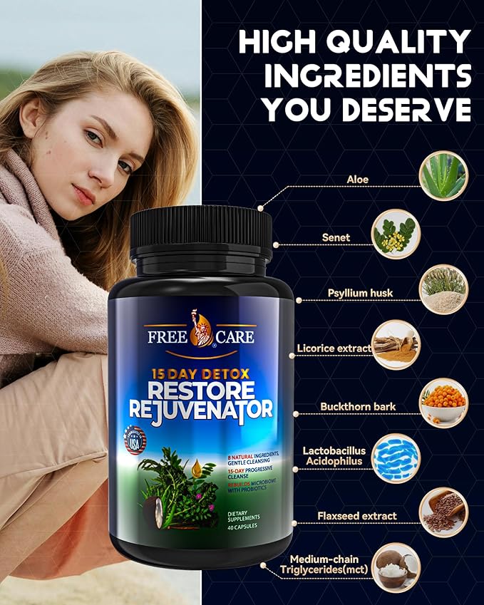 Colon Cleanse 15+5Day Upgrade,Advanced Gut Cleanse Detox for Women & Men Fast Natural Laxative for Constipation Relief with Cascara Sagrada, Psyllium Husk, Senna Leaf & Probiotics, Non-GMO