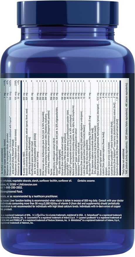 Life Extension Mix™ Capsules, high-Potency, Advanced Vitamin, Mineral, Fruit & Vegetable Formula, Vitamin C, B, D, E, Magnesium, for Whole-Body Health, Healthy Aging, Gluten-Free, 360 Capsules