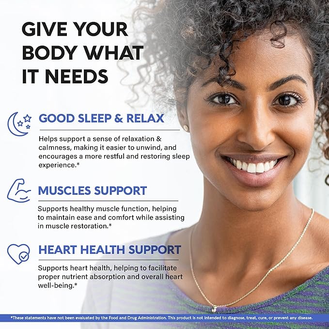 Magnesium Glycinate 500 mg - Chelated Supplement - with Vitamin B6 & D3 - High Absorption 98% - Support for Sleep, Muscle & Heart Health - Made in USA, Lab Tested & Non-GMO - 120 Capsules
