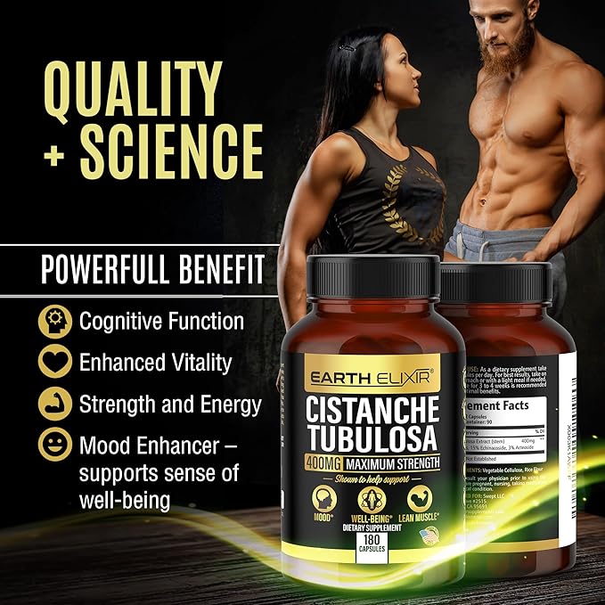 Cistanche Tubulosa 400 mg (180 Capsules) 3 Months Supply β Made in USA - 3rd Party Tested - Cistanche Supplement - Zero Fillers - Max Purity - Nootropics - 100% Pure Cistanche Herb